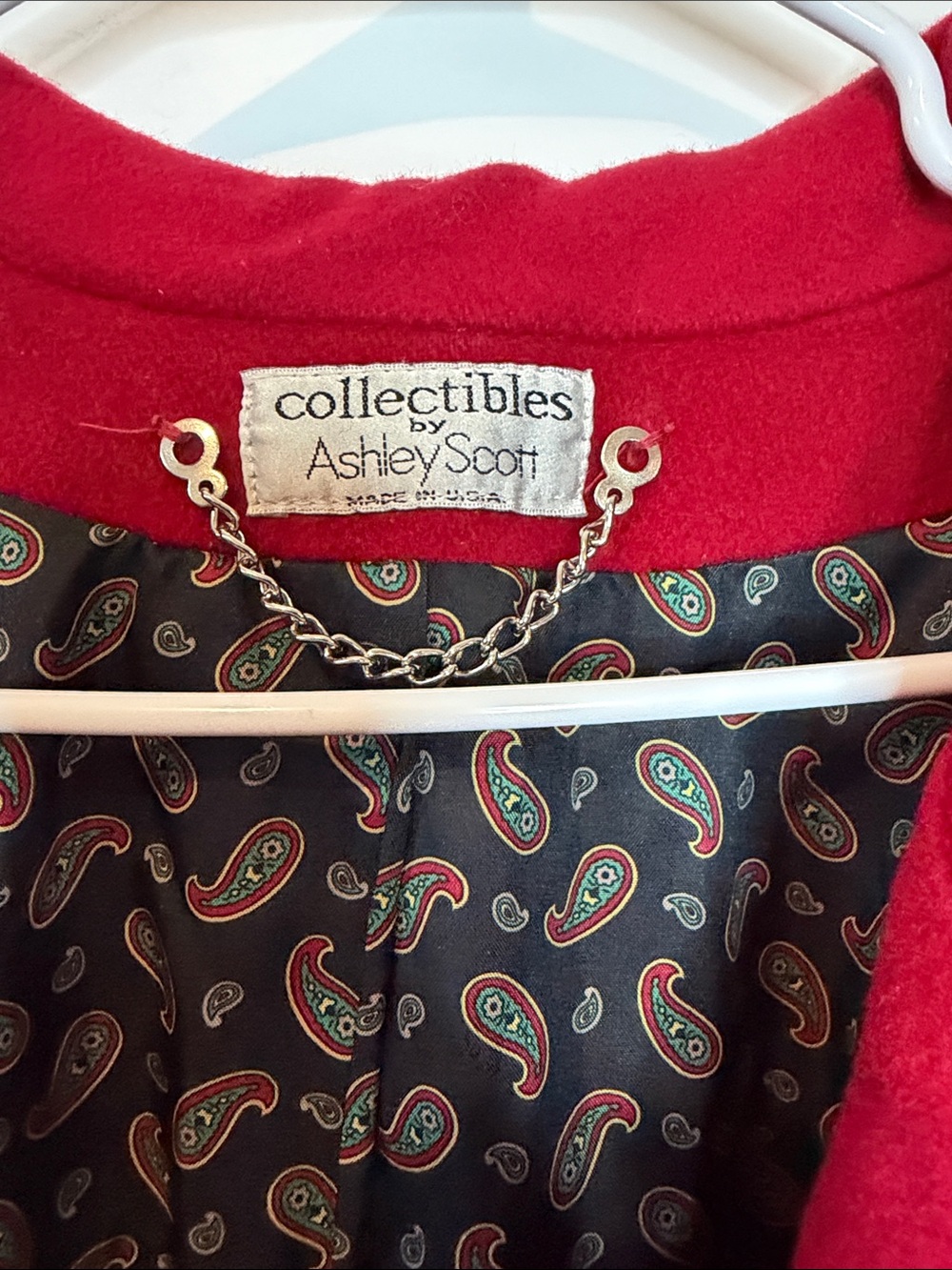 Women's Wool Red Double-Breasted Trench Coat by Collection - Picture 4 of 13